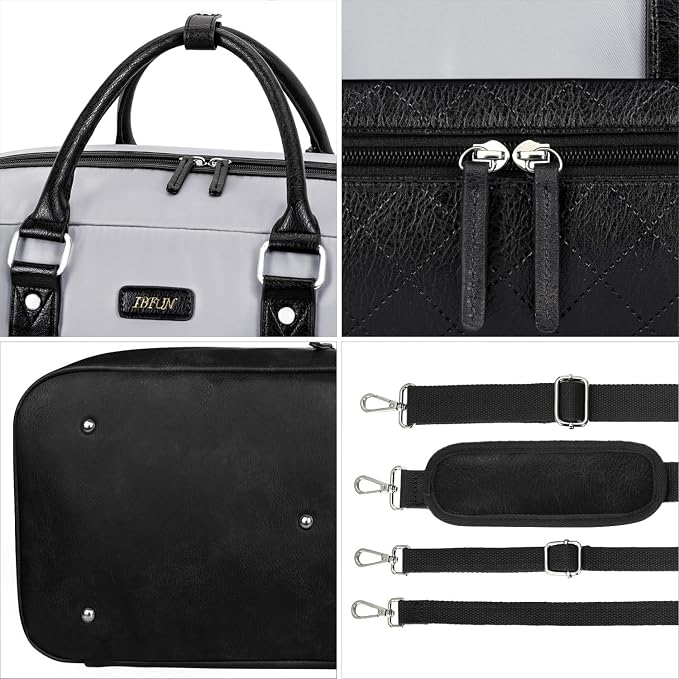 Weekender Bag for Women, Large Overnight Bag Canvas Travel Duffel Bag Carry On Tote with Shoe Compartment 21" 3Pcs Set - Image 8