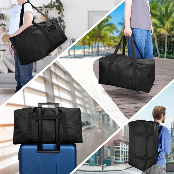 COOLBEBE 24" Sports Duffle Bag - 53L Travel Duffel Tote Bag with Upgrade Zipper Weekender Overnight, Sturdy & Water Resistant Camping duffle (2Pack Black) - Image 7