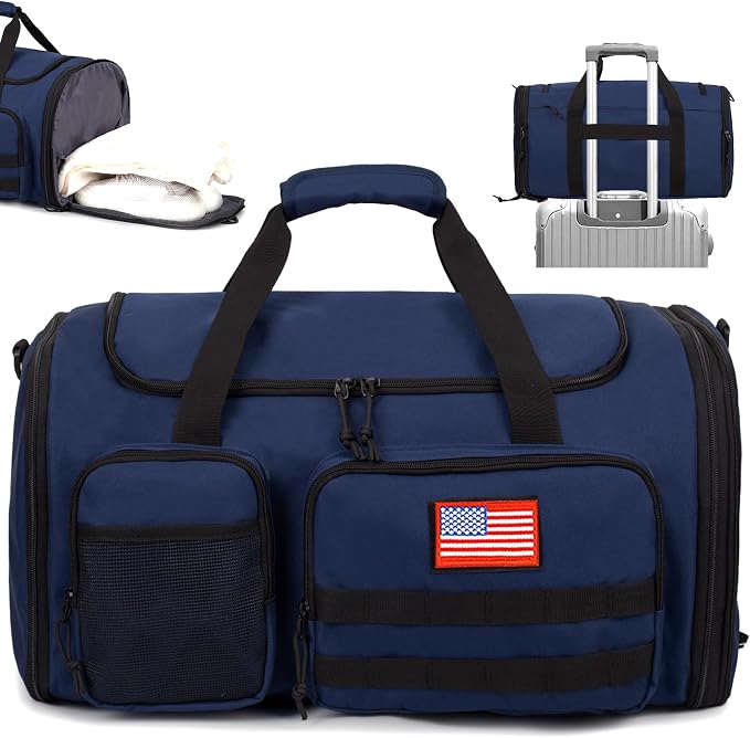 Tactical Duffle Bag For Travel Expandable 52L Large Duffle Bag For Men Gym Duffel With Wet Pocket Multi-Functional Carry On Bags Weekender Overnight Bag Organizer Duffel Bag For Travel by ATRIPACK