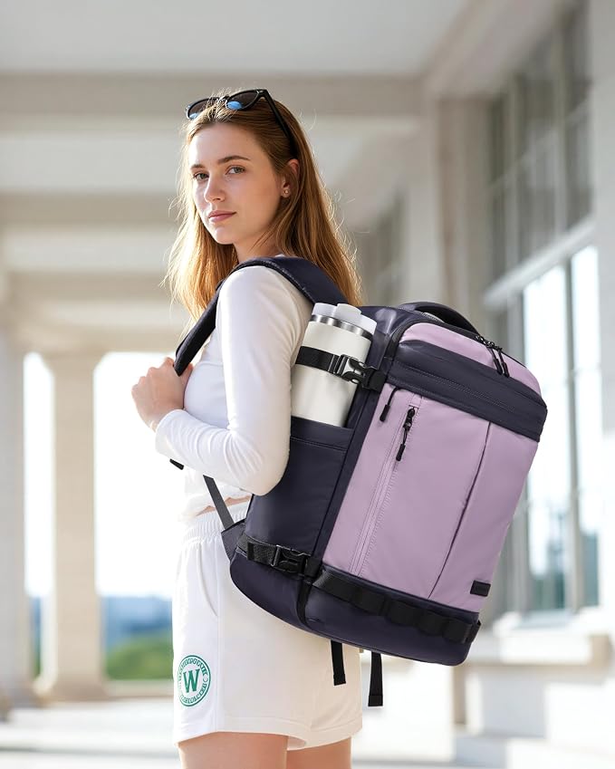 LOVEVOOK 40L Travel Backpack for Women Men, Airline Approved Carry On Luggage with 3 Cubes Accessories, TSA Personal Item Travel Cruise Essentials, Waterproof Weekender Overnight Bags fits 17" Laptop - Image 2