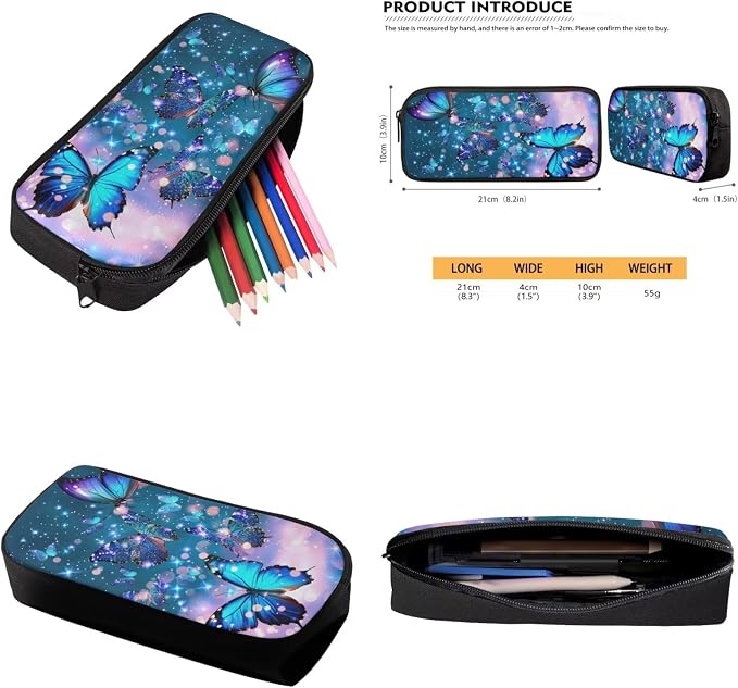 Butterfly Backpack for Girls Kids Backpack with Lunch Box Water Bottle Carrier with Strap and Aesthetic Pencil Case 4PCS Set Bookbag with Compartments for School Teens 17 inch Large School Bag - Image 6