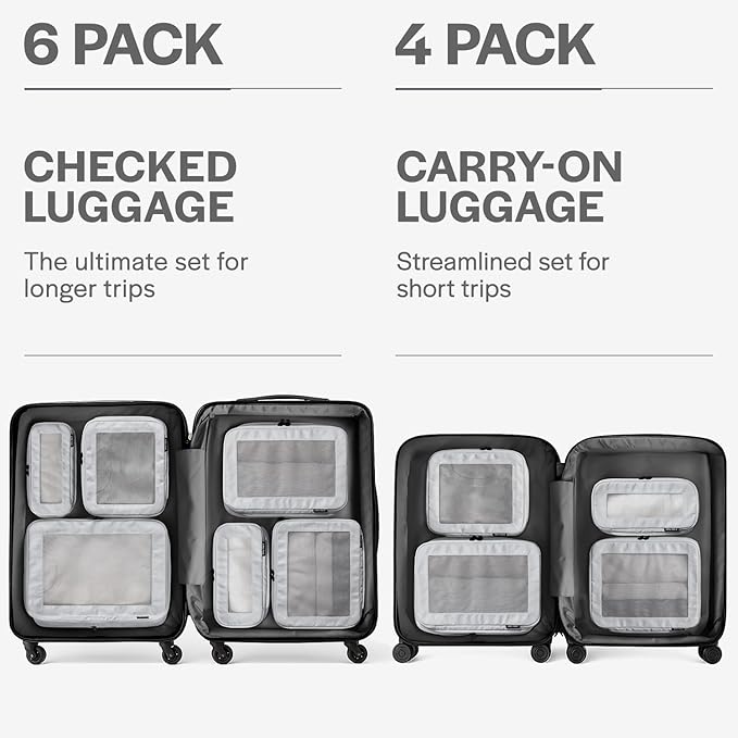 Aerotrunk Compression Packing Cubes for Travel - Luggage Organizer Bags - Double Zipper Packing Cubes for Suitcases (4-Pack, Light Grey) - Image 4