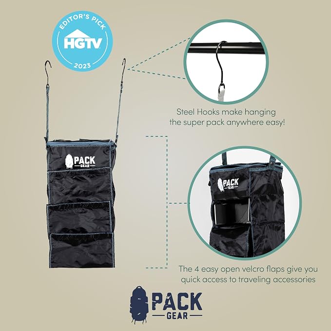 Pack Gear Hanging Luggage Organizer - Our Carry On Closet Insert Fits Any Carry-On - Our Hanging Luggage Organizer Uses Velcro to Allow Quick Access to your Clothes (Solid Black) - Image 7
