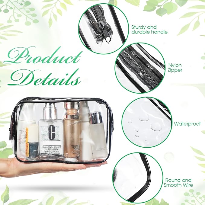 Reginary 36 Pieces Clear Makeup Bags Travel Size Toiletry Bags Bulk, Waterproof PVC Cosmetic Pouches with Zipper and Black Trim, Transparent Airport Quart Size Compliant Bag Organizer for Vacation - Image 6