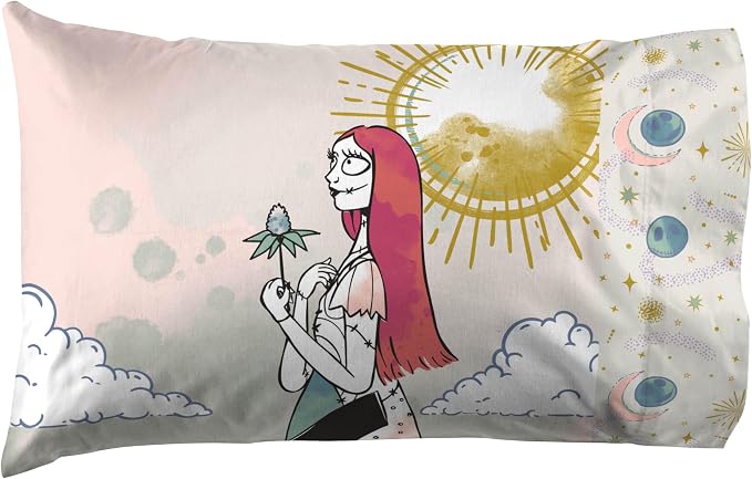 Jay Franco Sheet Set with Fitted, Flat Sheets & Pillow Cover - Ultra-Soft Bedding with Pillowcase for Room Decor, Beige - Nightmare Before Christmas, 4 Piece Full - Image 3