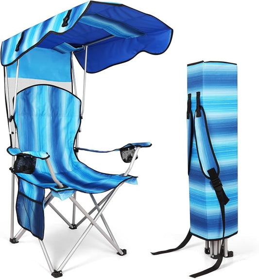 VTOY Portable Camping Chair with Canopy - Folding Chair with Canopy, Durable 600D Oxford Canopy Chair for Camping, Beach, Picnics, Fishing & Sports by VTOY