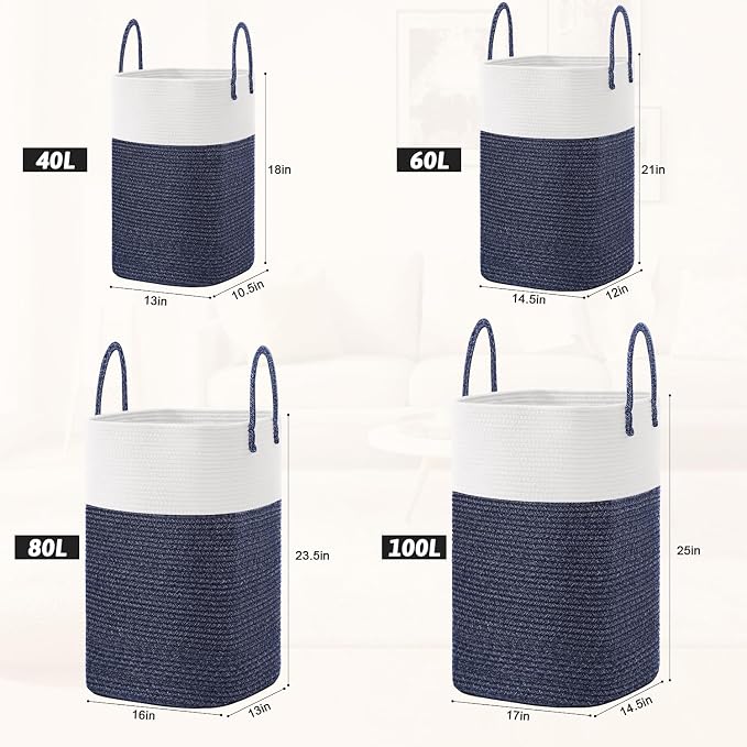 Artfeel Laundry Basket,Woven Cotton Rope Laundry Hamper,60L Versatile Storage for Dirty Clothes,Baby Toys,and Blankets in Bathroom, Nursery,and Living Room - Image 3