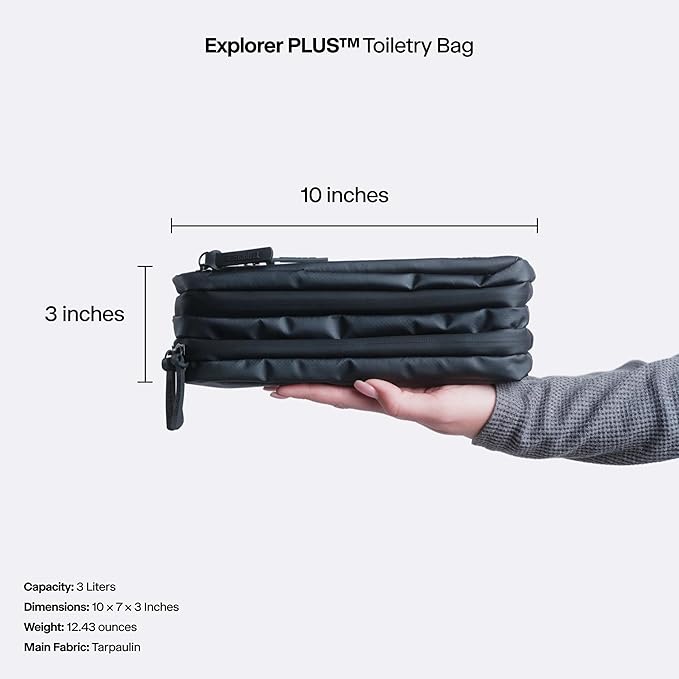 Gravel Hanging Toiletry Bag for Men and Women - Comes in 2 Sizes, Water-Resistant, Durable, Compact, Dopp Kit Travel Toiletry bag (Black, Plus) - Image 5