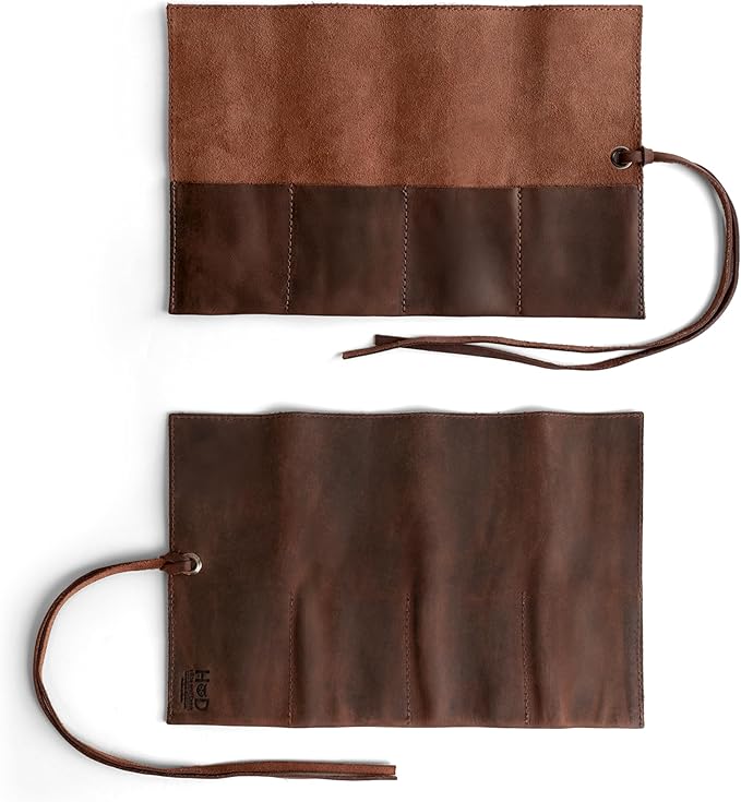 Hide & Drink, Leather Watch Roll Organizer Handmade from Full Grain Leather, Holds Up to 4 Watches, Easy Carry On Watchlover Storage (Bourbon Brown) - Image 3