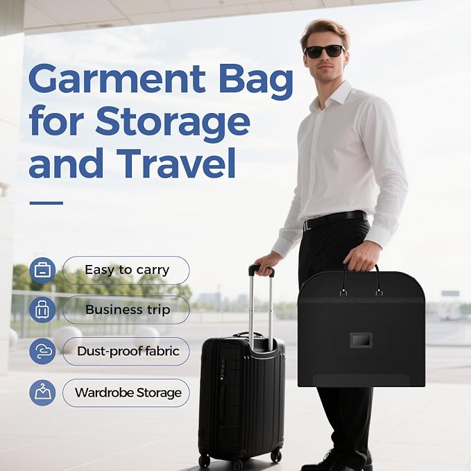 2 Pack 43" Garment Bag for Closet Storage and Travel, Tear-Resistant Waterproof Dustproof, Suit Bag for Hanging Clothes with Zippers and Pocket, Durable 600D Oxford Fabric for Suits, Dresses - Image 2