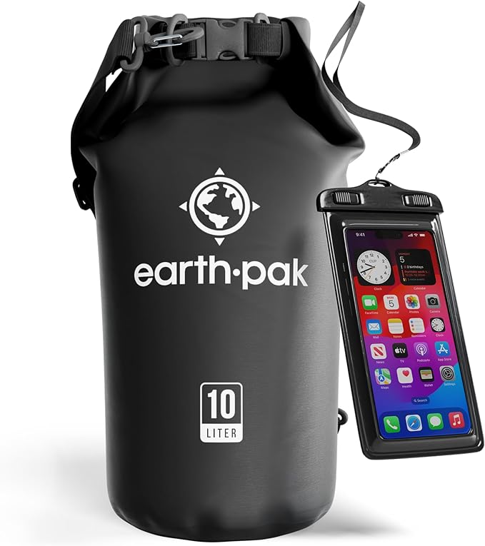 Earth Pak Waterproof Dry Bag - Roll Top Waterproof Backpack Sack Keeps Gear Dry for Kayak with Waterproof Phone Case by earthpak