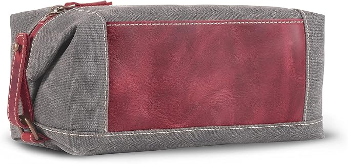Londo Toiletry Bag Genuine Leather and Canvas Travel Toiletry Bag Dopp Kit - Unisex - Image 2
