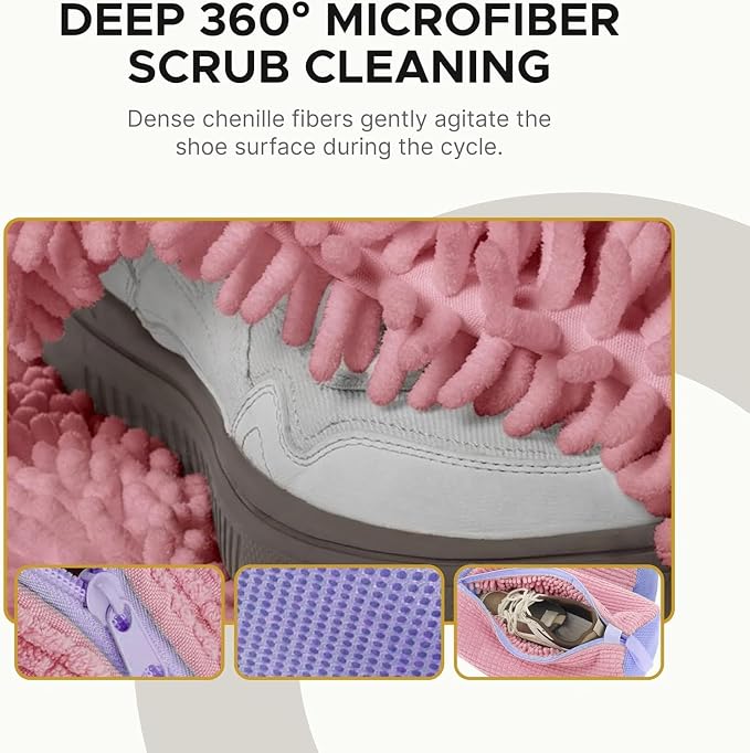Shoe Washing Machine Bag (4 Pack), Shoe Bag for Washing Machine with Microfiber Scrub Fibers, Self-Locking Zipper Protection, 2 Adjustable Shoe Trees, Sneaker Laundry Bag for Washer and Dryer - Image 7