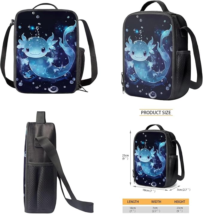 Axolotl Backpack with Lunchbox and Pencil Case Water Bottle Holder Cute School Backpack for Girls 6-8 Lunch Box, Large Capacity 17 Inch First Grade Bookbag Lunchbag, 4-in-1 - Image 5