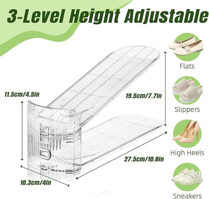 24 Pack Shoe Slots Organizer for Closet, Adjustable Shoe Stackers for a Pair of Shoes Rack Storage Shoe Space Saver 50% Shelf Display Holder for Closet - Image 3