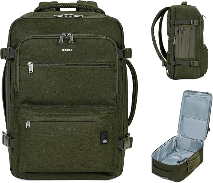 WANDF Travel Backpack For Spirit Airlines Personal Item Bag 18x14x8 with Wet Pocket, 17 Inch Laptop Backpack for Men Women | Frontier Airline Underseat Fit, Fits 17" Laptop, 180°Opening, Travel Backpack by WANDF
