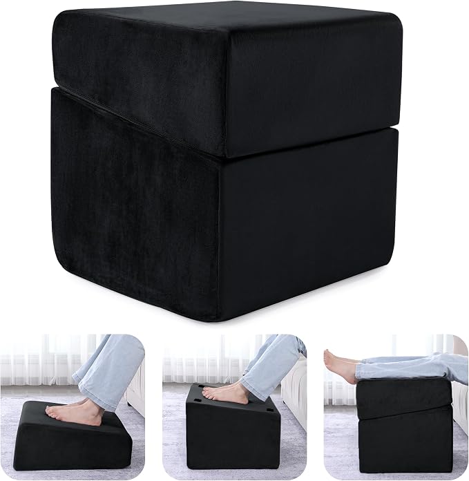 Under Desk Foot Rest, ROYALAY Ergonomic Office Footrest with 3 Adjustable Heights, High-Density Memory Foam Leg Rest for Home, Travel, Airplane with Washable Cover by ROYALAY