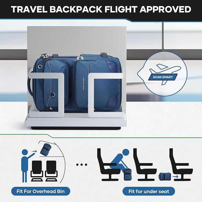 Maelstrom Travel Backpack for Men Women, 35L Carry on Backpack for Traveling on Airplane,with Belt Bag&Shoe Compartment,Waterproof Laptop Backpack fit 17”Laptop-Navy Blue, Large - Image 5