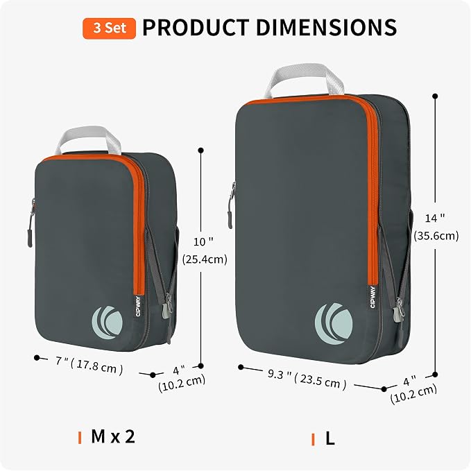 Cipway Compression Packing Cubes Set, Ultralight Expandable Travel Packing Organizers for Carry on Luggage (Grey 3pcs) - Image 5