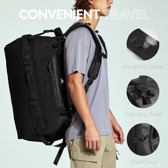 Haimont IPX7 Waterproof Roll-Top Dry Duffel Backpack | 60L/90L Sizes, 500D Tarpaulin, Welded Seams, Mesh Pockets, Boating & Kayaking - Image 4