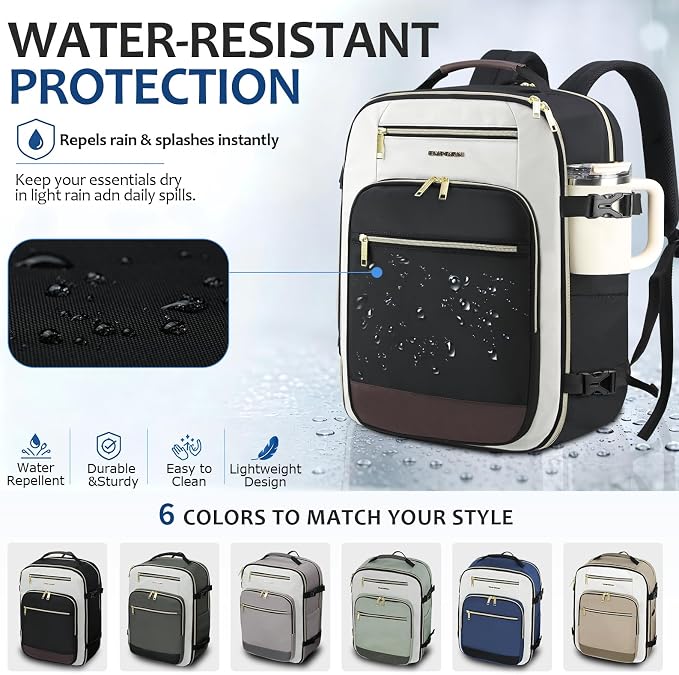 EMPSIGN 40L Travel Backpack for Women & Men | Airline Approved Carry On, TSA Personal Item Bag, Waterproof, Overnight Weekender Essentials, Fits 17" Laptop - Image 6