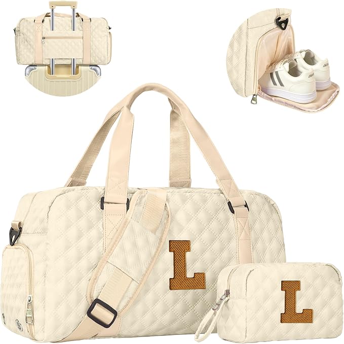 Elilier Gifts for Women Girls: Duffel Overnight Bags with Makeup Pouch, Dance Cheer Sports Gymnastics Bags w Shoe Compartment, Birthday Presents for Daughter Wife Mom Teacher Friends Co-worker by Elilier