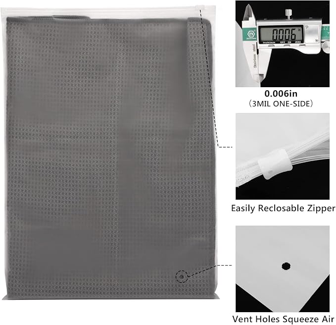 Swimsuit Bags, 25 Pack 8x10 inch Shirt Bags, with Air Holes, 3 Mil | Plastic Bags for Clothes, Bikini, Bathing Suit, Underwear, T Shirt Bags for Small Business, Storage Bags with Zipper - Image 8