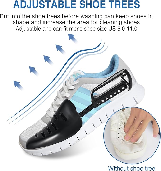 Teletrogy Shoe Washing Bag for Washing Machine, Fluffy Fibers Keep 360° Wrap-around Cleaning, Adjustable Shoe Trees, Durable Hidden Zipper Reusable Laundry Bag for Sneaker Gym Shoes White - Image 4