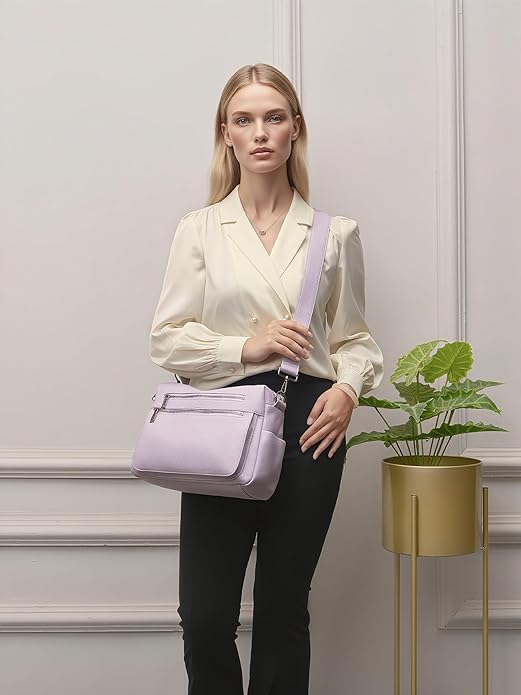 YZAOLL Large Crossbody Shoulder Bag for Women Vegan Leather Tote with Adjustable Wide Strap Work Purse with 10 Pockets