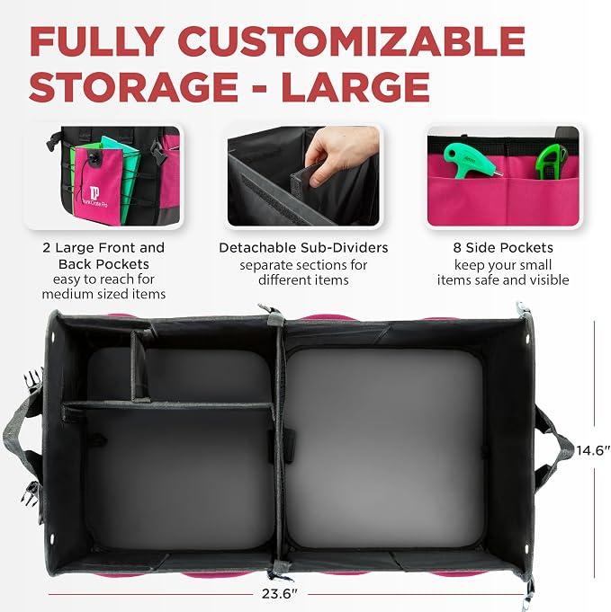 Pink Car Trunk Organizer for Women, SUV & Jeep Cargo Storage, Large | Fits Cars, SUVs & Trucks Great Gift for Car Owners Keeps Your Car Organized Easy Grocery Storage Space-Saving Portable - Image 4