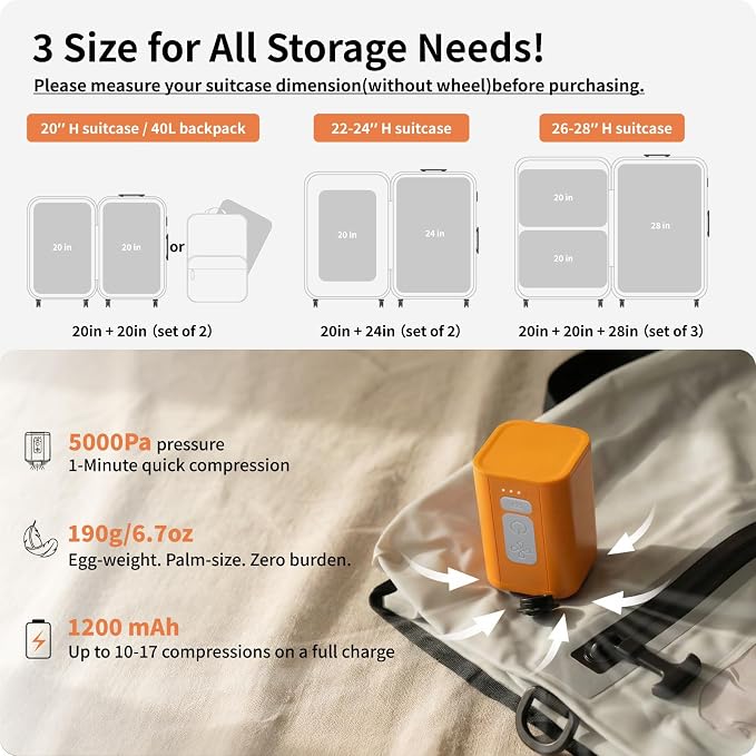 Vacuum Seal Bags for Travel with Pump, Light Grey, 20+20 | Reusable Nylon, Compression Packing Cubes, Space Saving for Carry-On Suitcase & Backpack, Odor & Waterproof, 2 Pcs - Image 4
