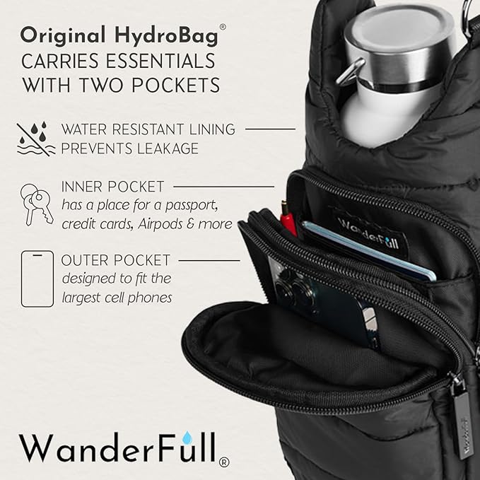 WanderFull Original HydroBag Crossbody Water Bottle Holder with Phone Pocket, Fits Water Bottles up to 32 oz - Image 6
