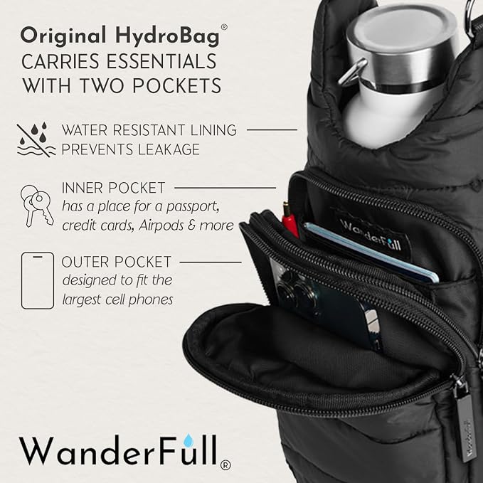 WanderFull® Original HydroBag®, Fits Up to 32 oz Water Bottle Holder with Strap, Gift for Women, Hands-Free Crossbody, Water Bottle Carrier Bag with Phone Pocket - Image 5