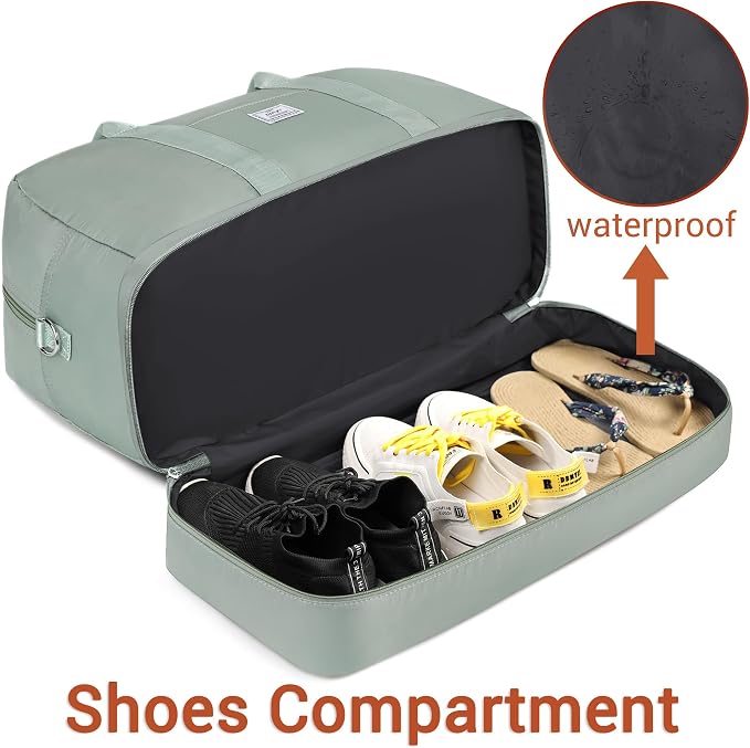 Weekender Bag for Women, Large Overnight Bag Canvas Travel Duffel Bag Carry On Tote with Shoe Compartment 21" 3Pcs Set - Image 2