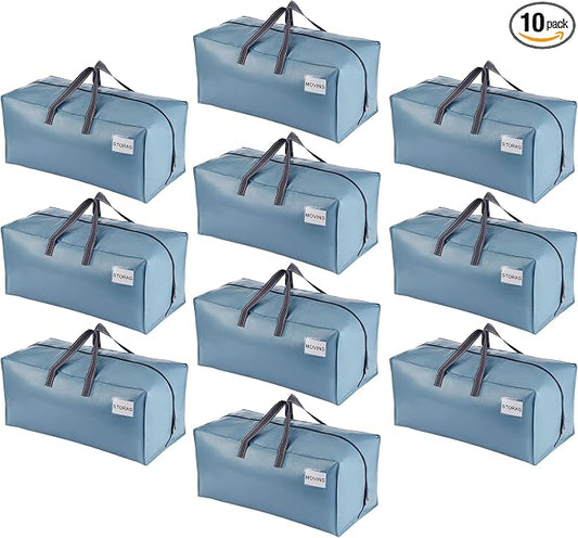 VENO 10 Pack Heavy Duty Moving Bags with Backpack Straps, Zippers & Handles, Extra Large Packing Bags for College Dorm Essentials, Moving Supplies Alternative to Cardboard Moving Boxes by Veno