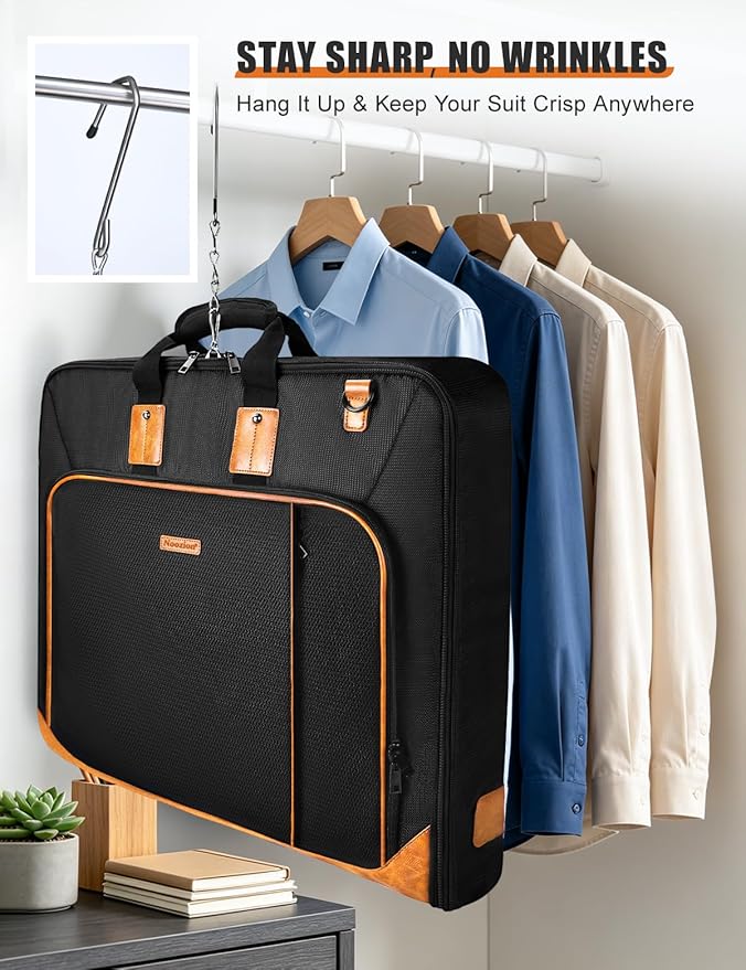 Noozion Garment Bag for Travel, Large Carry On Suit Bag for Business Up to 3 Suits, Wrinkle Free Garment Bag for Hanging Clothes with Shoulder Strap, Laptop Compartment, and Wet-Dry Pocket - Image 3