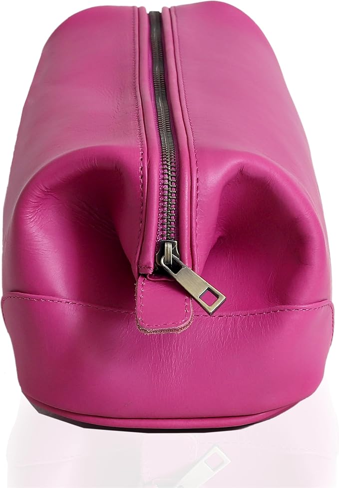 HLC Leather Toiletry Bag for Men Best Gift Premium Genuine Dopp Kit Shaving Kit Organizer Travel Kit Pouch Bag 10 inch Size (Pink) - Image 7