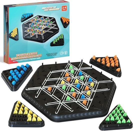 Chain Triangle Chess Game, Triggle Game, Board Game for Family Game Night - Family Board Games for Kids and Adults - 2-4 Players (Medium)