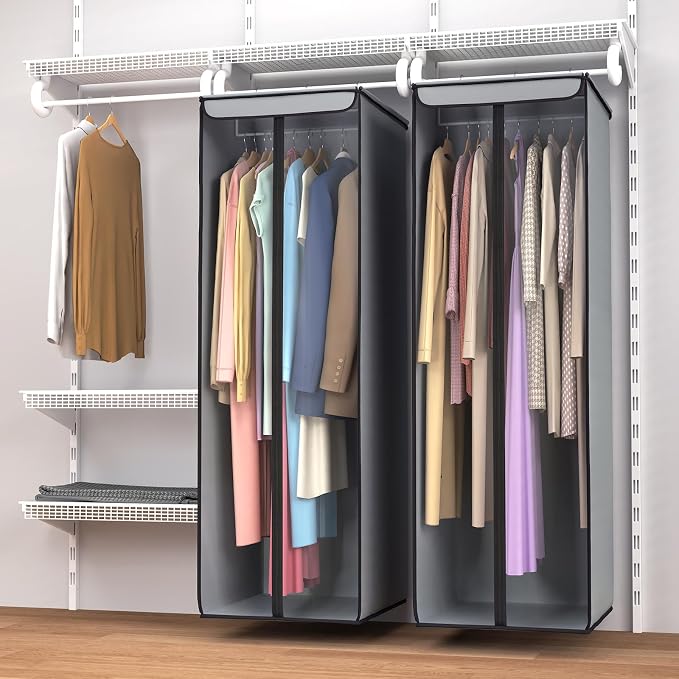 Univivi Garment Bags for Hanging Clothes, Large Clothes Storage Bags Closet Organizer with Clear Window, Premium Hanging Garment Storage Bag for Suits, Coats, Dresses, 54", 2-Pack - Image 6