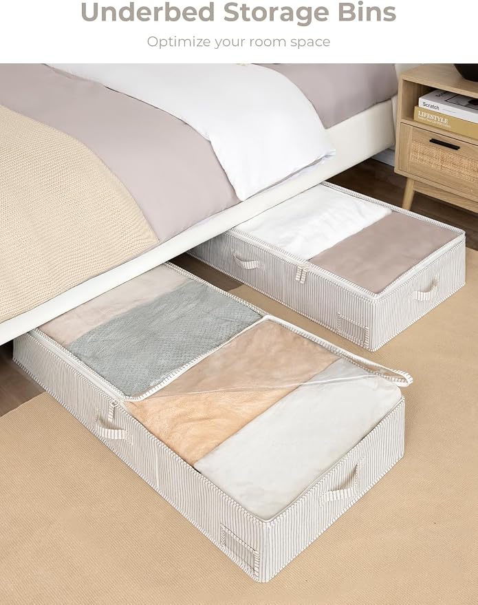 StorageWorks Extra Large Under Bed Storage Containers with Handles and Label Holder, 2 Pack Ultra-thick Fabric Underbed Bins, Closet Organizer for Clothes, Blankets, Sweater - Image 5