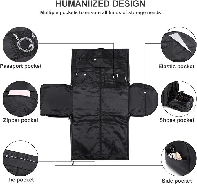 seyfocnia Convertible Travel Garment Bag,Carry on Garment Duffel Bag for Men Women - 2 in 1 Hanging Suitcase Suit Business Travel Bag - Image 4