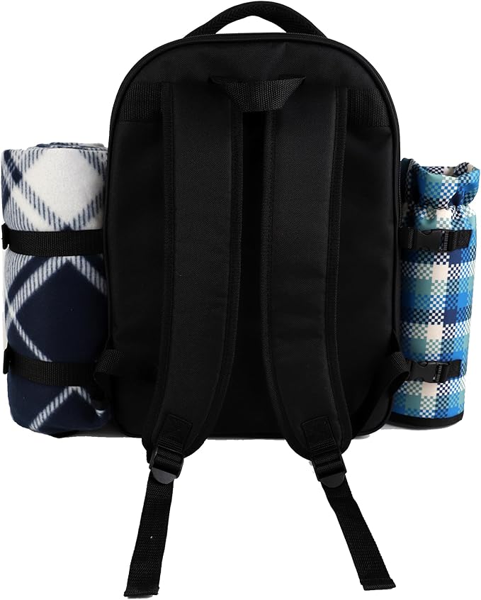 apollo walker Picnic Backpack Bag for 2 Person with Cooler Compartment, Detachable Bottle/Wine Holder, Fleece Blanket, Plates and Cutlery Set - Image 8