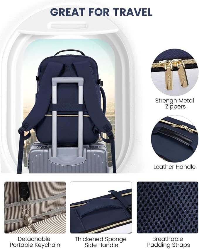 LOVEVOOK Large Travel Backpack for Women & Men, 40L Carry on Backpack for Airplanes, TSA Personal Item Travel Bag fits 17" Laptop, Waterproof Weekender Essentials Airline Approved with 3 Packing Cubes - Image 7