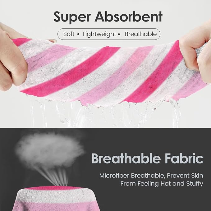 JML Microfiber Bath Towels,2 Pack(30" x 60"), Oversized, Soft, Super Absorbent, Fast Drying, Large Beach Towel Set for Sauna, Salon, Sports, Fitness, Yoga, Cabana Stripe Pink - Image 4