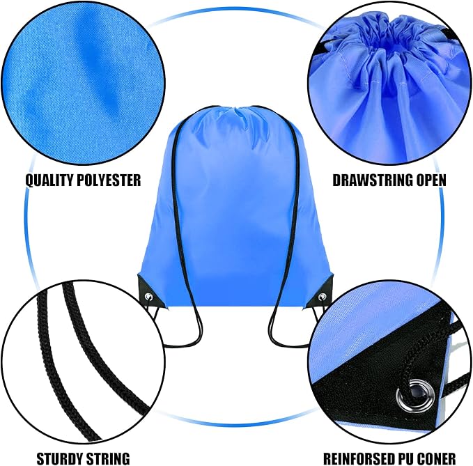 Grneric Drawstring Backpack Bulk 100Pcs Cinch Bag, Polyester Drawstring Bags for Gym Beach Sports Short Trip Party (20 Colors) - Image 2