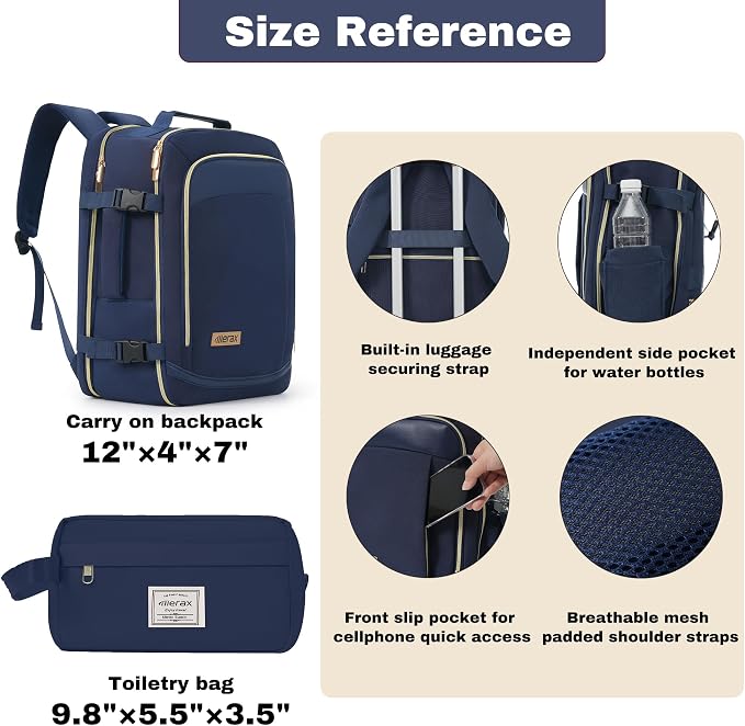 Hardshell Luggage Sets, Lightweight Stripes Suitcases with Spinner Wheels, Navy 20 - Image 5