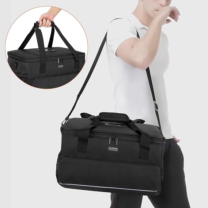 Trunab 8-Cup Drink Carrier for Delivery Insulated Tote Bag, Black | Adjustable Dividers, Handle & Shoulder Strap,Reusable for Beverages,Food Take Out,Outdoors - Image 5