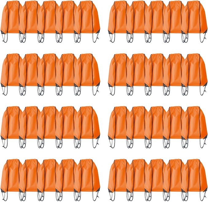 Drawstring Backpack Bulk 40Pcs Draw String Backpack Bags DIY Gym Sports Traveling Yoga Cinch Bag Sackpack Drawstring (orange) by Unknown