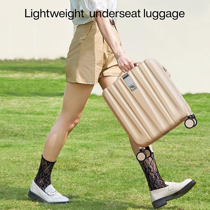 Hanke 16 Inch Underseat Carry on Suitcases with Wheels,Lightweight Hard Shell Carry on Luggage for Weekender, Travel Approved Small Suitcase,Travel Luggage for Womem Men,Cuba Sand pink. - Image 8