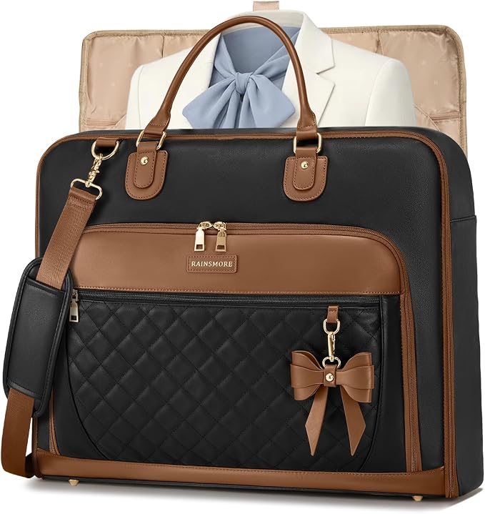 RAINSMORE Garment Bag for Travel Womens Hanging Suit & Dress Travel Bag Foldable Garment Duffle with Pockets & Strap, Carry On Compatible by RAINSMORE